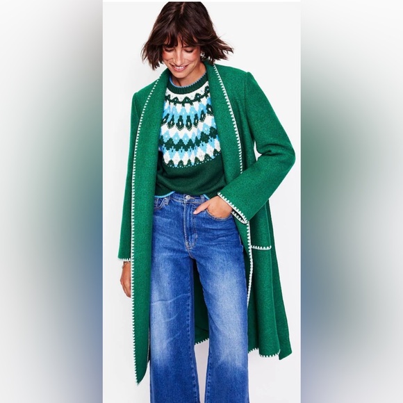 Boden Blanket Stitch Wrap Coat- XL Green Brand New - Picture 3 of 4